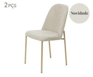 Conjunto de Cadeiras Lucille Bege Soft Palha e Dourado - 45,5X85,2X56,4 cm | Westwing.com.br