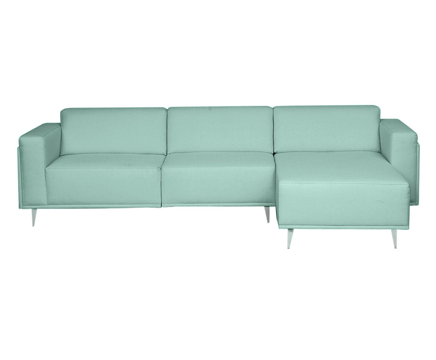 Sofá Modular em Linho com Chaise Esquerda Antonio Verde Menta 280cm