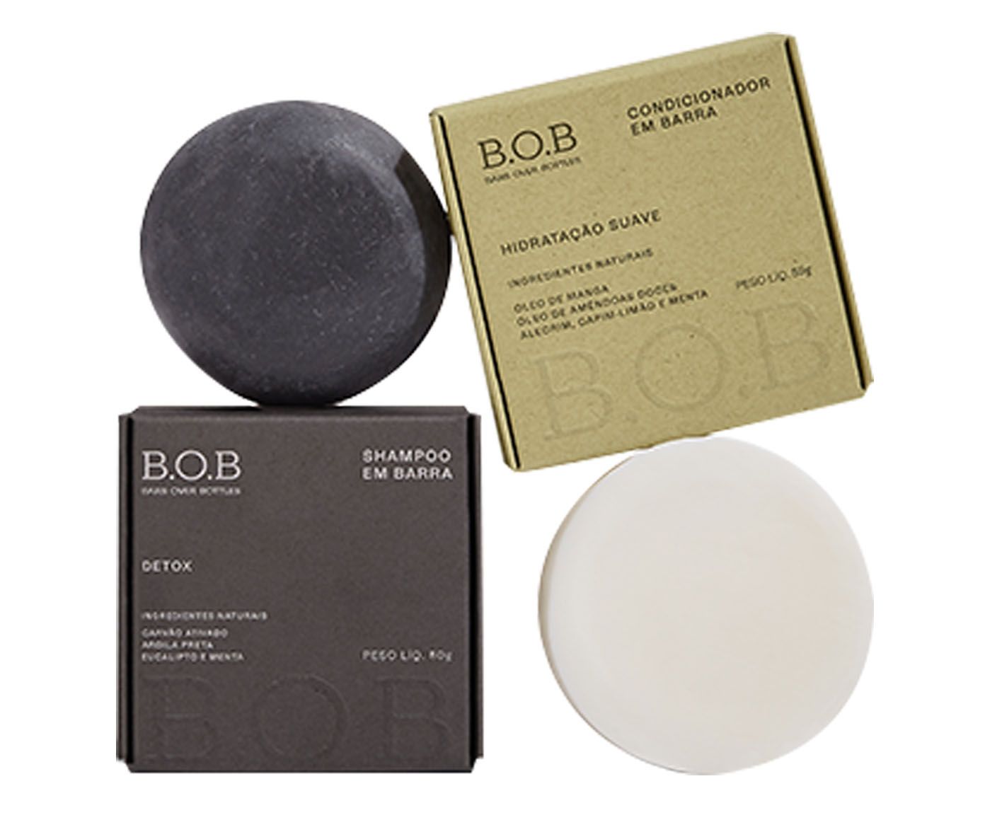Jogo de Shampoo e Condicionador em Barra Bob Detox Suave