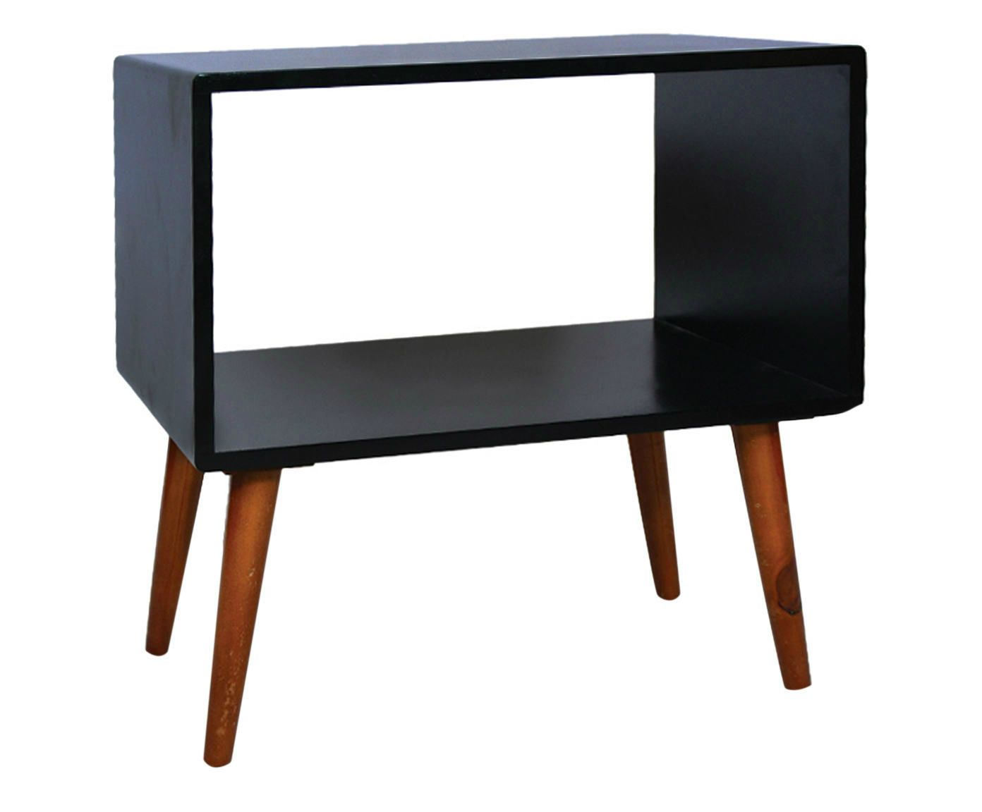 Mesa de Cabeceira Retrô Senise Preta 50cm