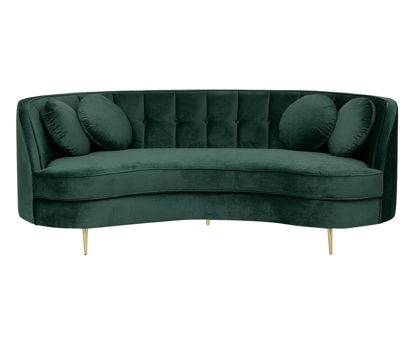 Sofá em Veludo Marilyn Verde Militar e Dourado 200X75X97cm Westwing